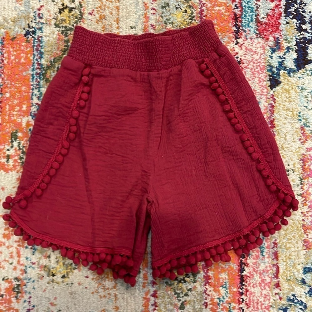 Sundance Red Pom Pom Shorts